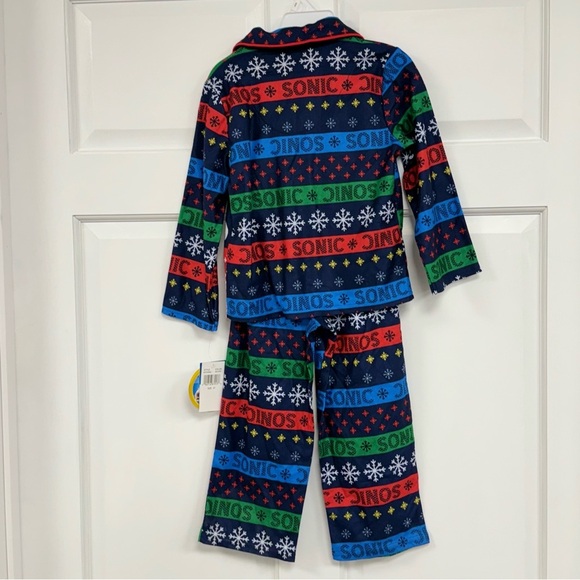 NWT Sonic the Hedgehog Pajamas Set Toddlers 4T Flannel Button Up Pjs Pajamas - Picture 2 of 8